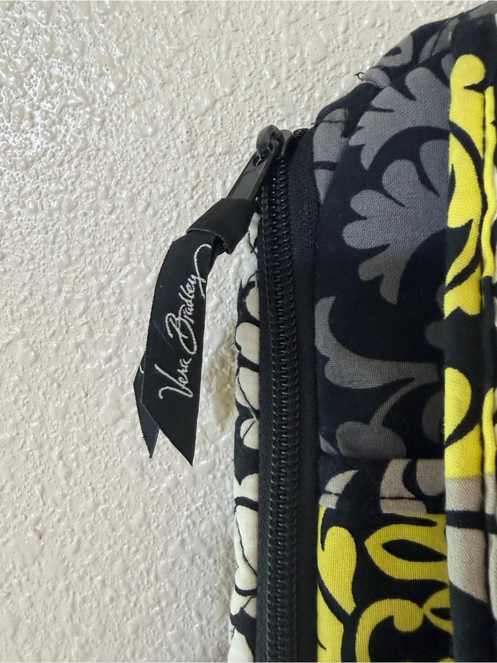 Vera Bradley Quilted Floral laptop Backpack - Black, Gray & Yellow Accent